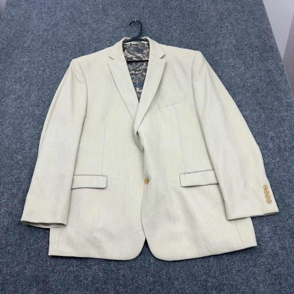 Lauren Ralph Lauren Blazer Mens 50R Beige Polyester Rayon Two Button Classic